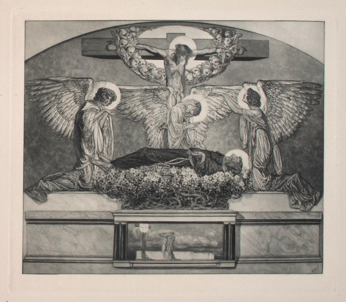 Franz von Bayros (Choisi Le Conin) Figurative Print - Sankt Franziskus - Héliogravure by Franz von Bayros - 20th Century