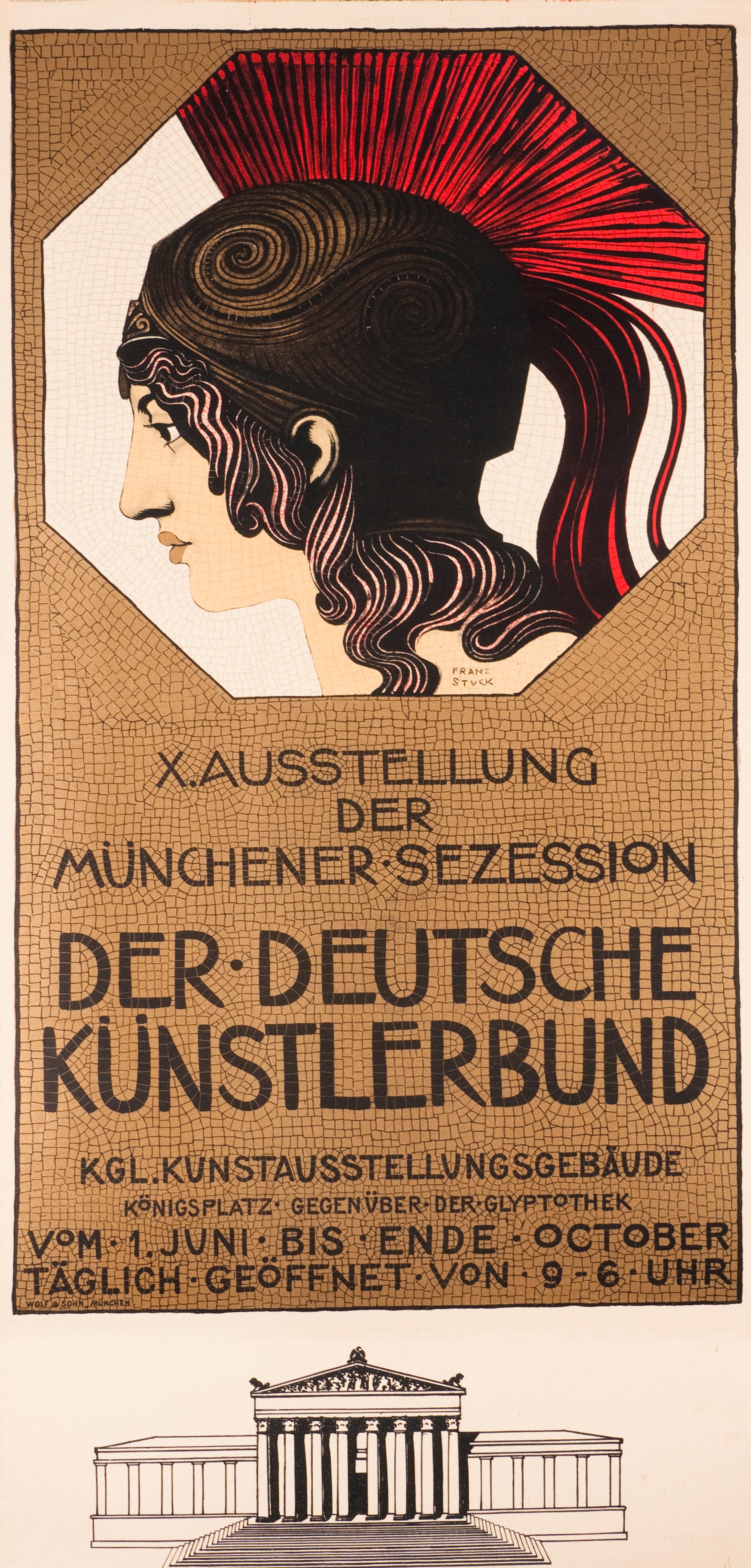 Original-Vintage-Ausstellungsplakat „Der Deutsche Kunstlerbund“ Münchener Sezession – Print von Franz von Stuck