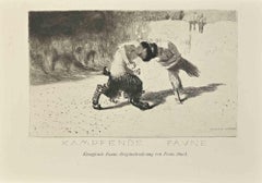 Kampfende Faune - Etching by Franz von Stuck - Early 20th Century