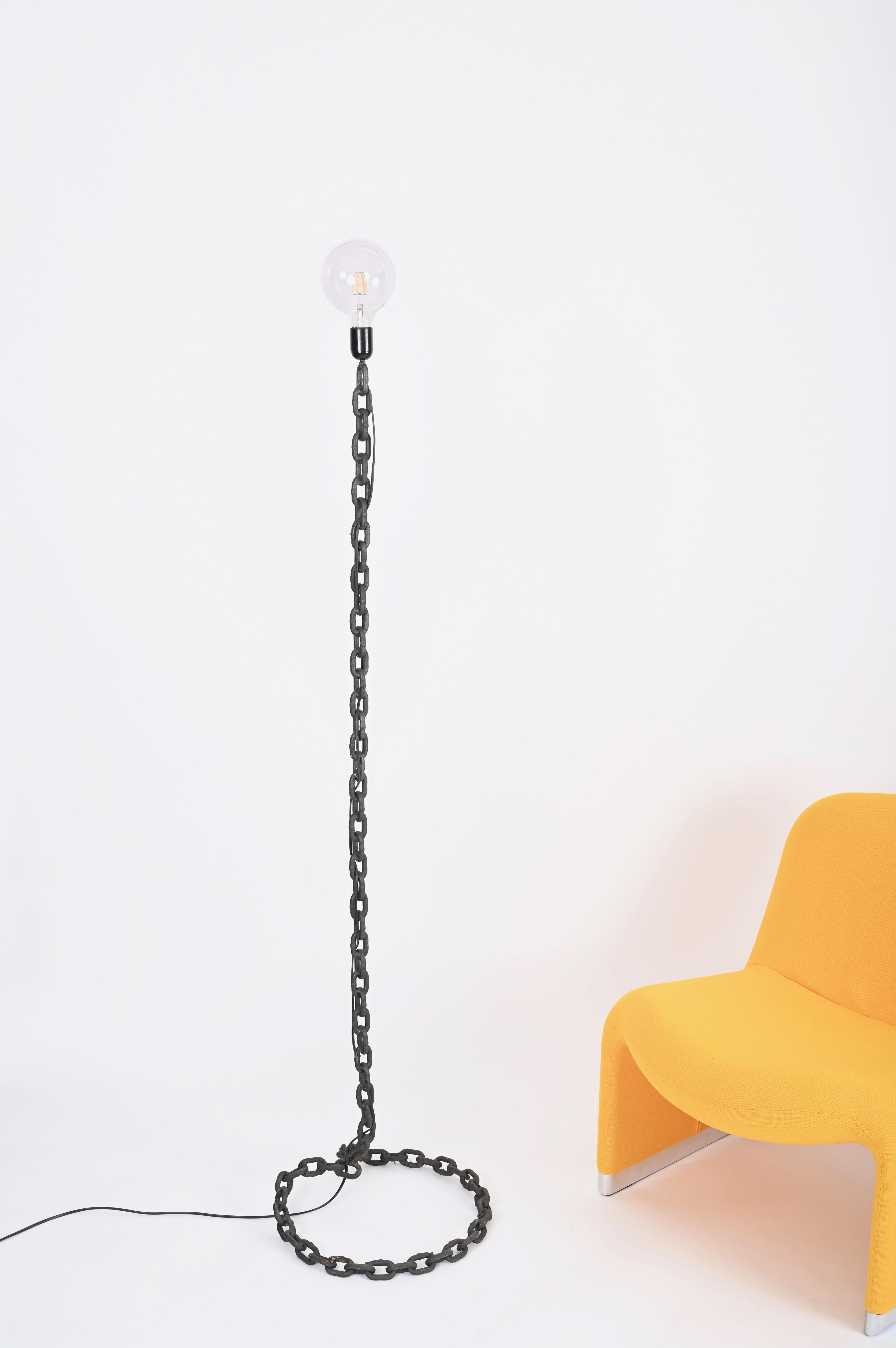 Franz West Brutalist Midcentury Chain Floor Lamp, Italy 1970s  For Sale 2