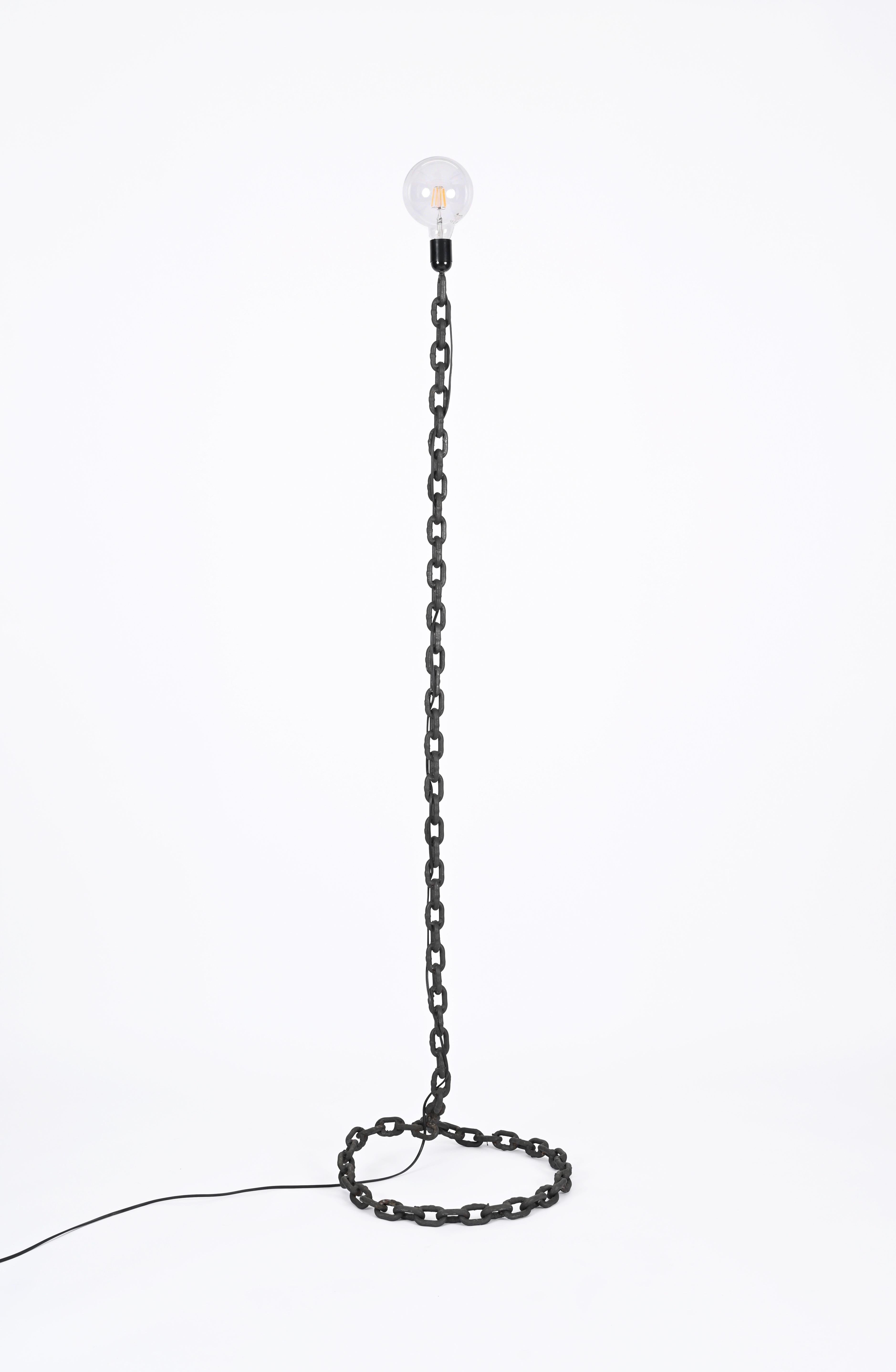 Franz West Brutalist Midcentury Chain Floor Lamp, Italy 1970s 5