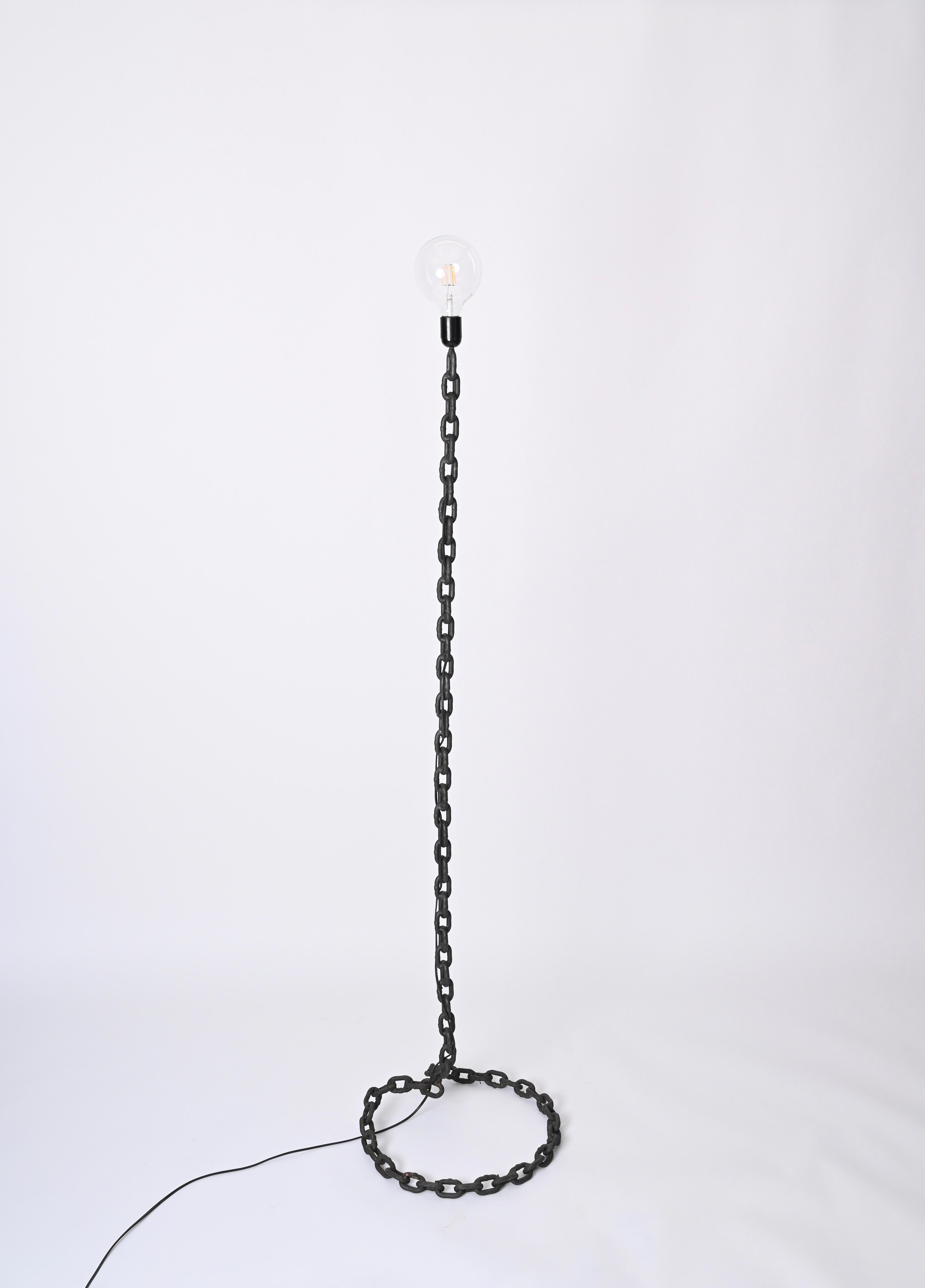 Franz West Brutalist Midcentury Chain Floor Lamp, Italy 1970s  For Sale 8