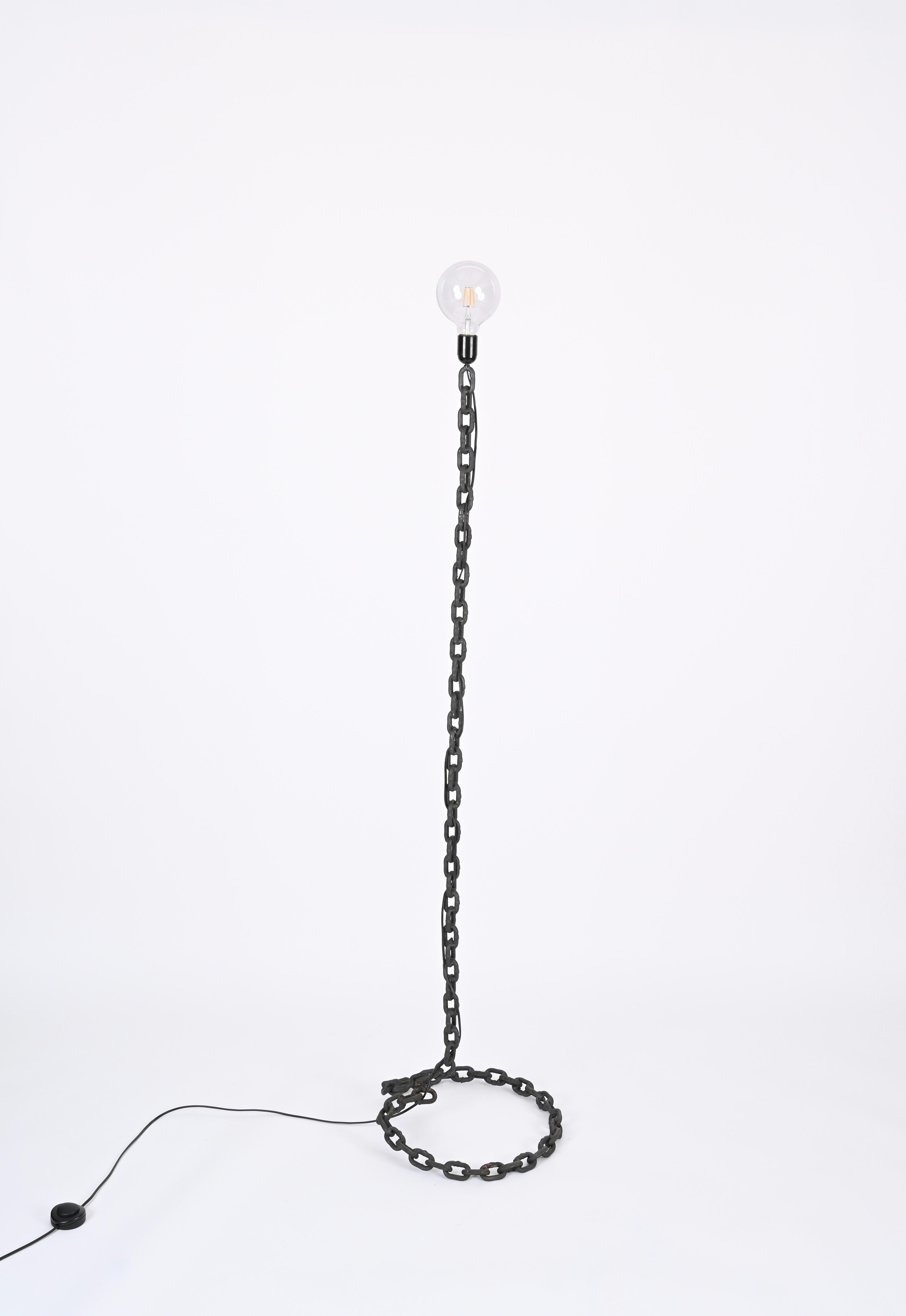 Mid-Century Modern Franz West Brutalist Midcentury Chain Floor Lamp, Italy 1970s  For Sale