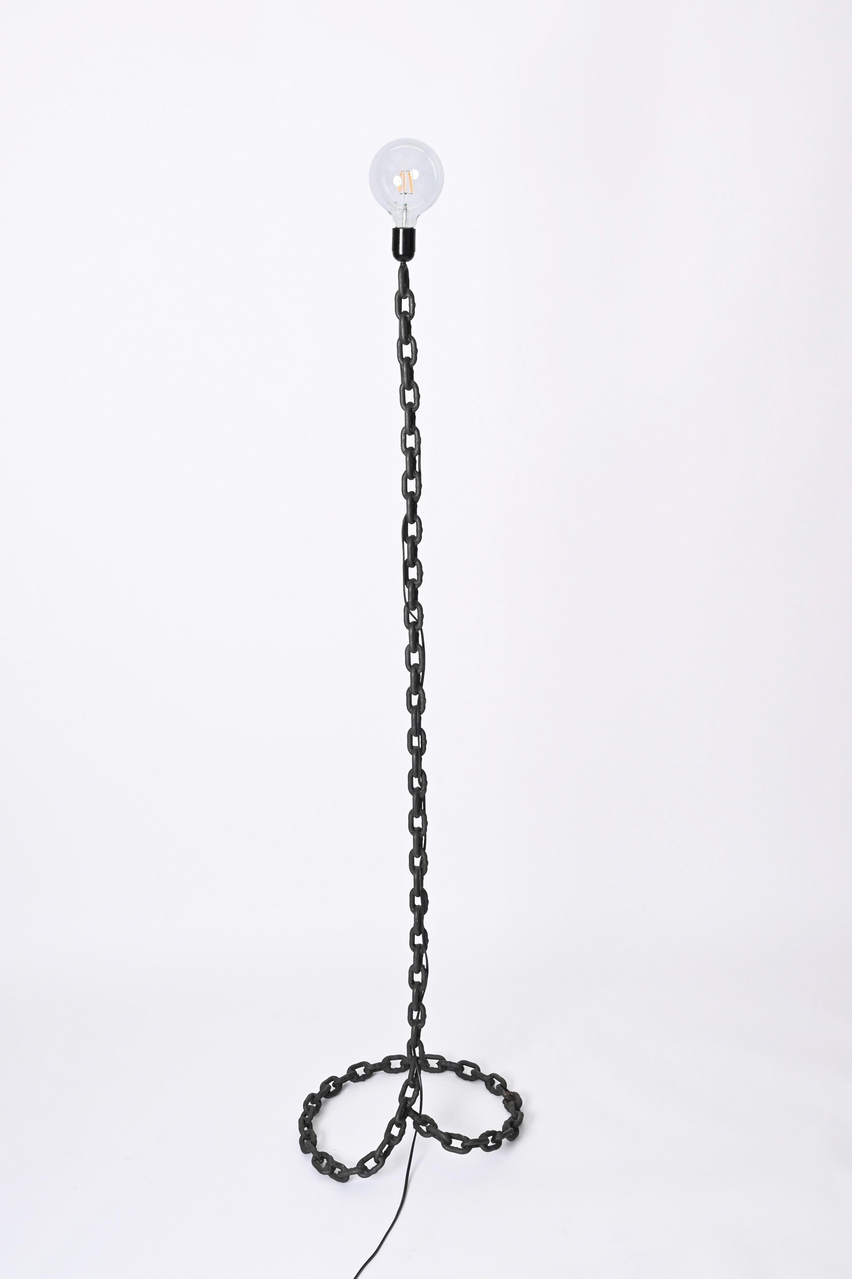 Italian Franz West Brutalist Midcentury Chain Floor Lamp, Italy 1970s  For Sale