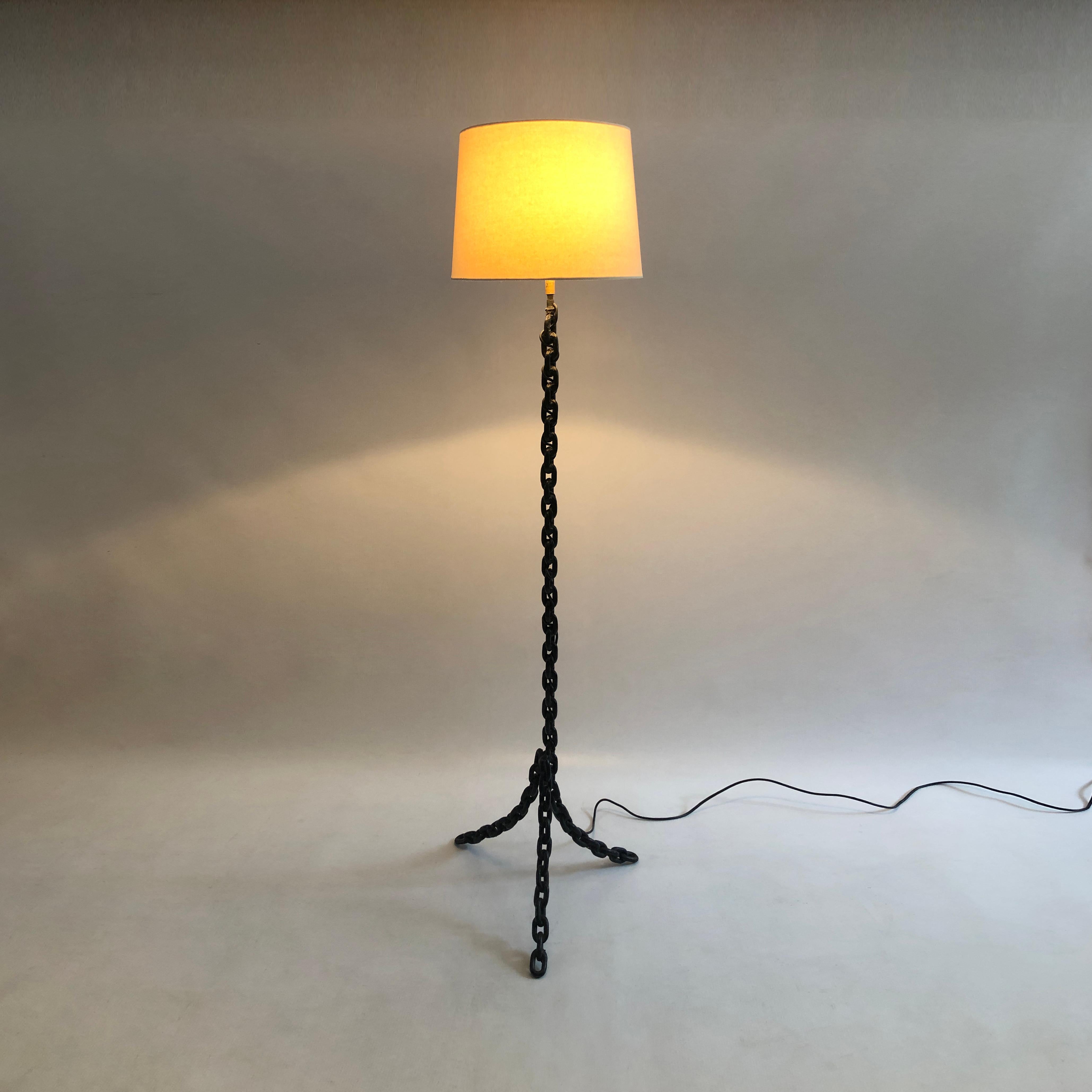 Industrial Franz West Inspired Chainlink Floor Lamp 1970s French Mid-Century Sculpture art