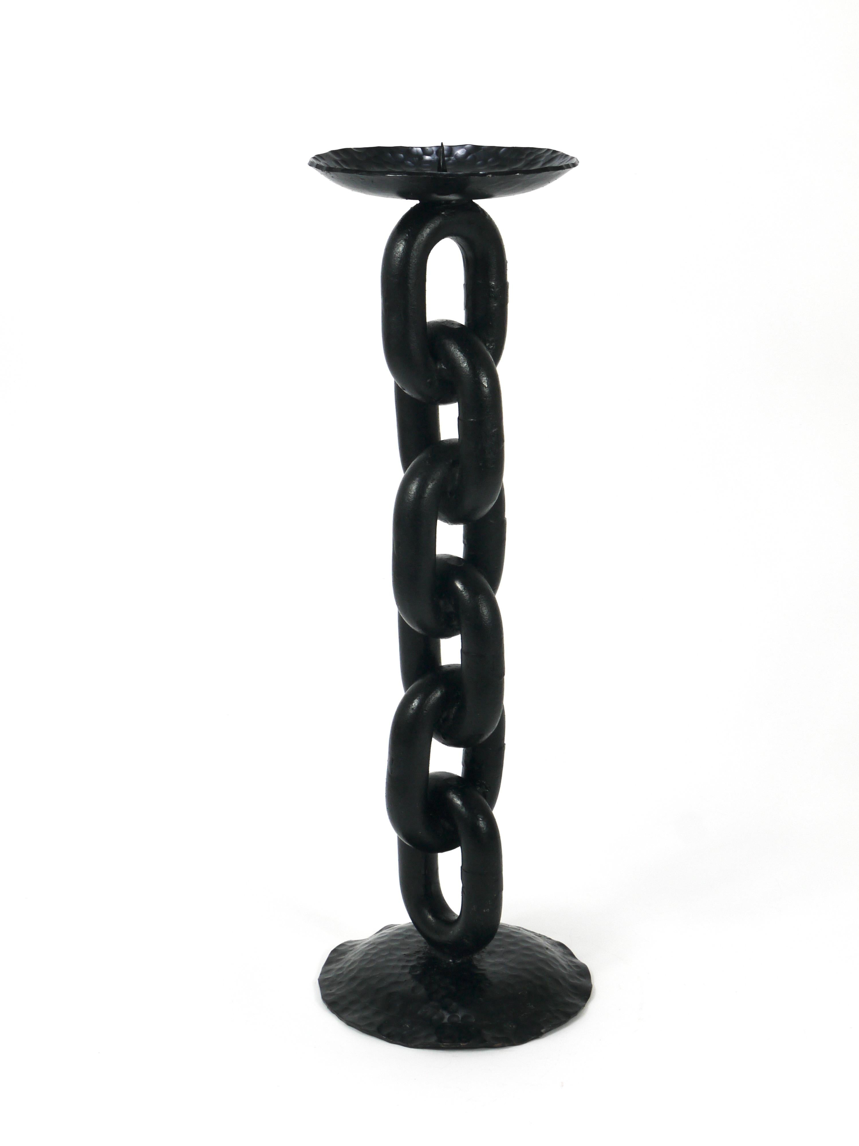 Franz West Style Brutalist Large Iron Chain Link Candleholder Candle Stick, 1970 For Sale 7