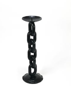 Franz West Style Brutalist Large Iron Chain Link Candleholder Candle Stick, 1970