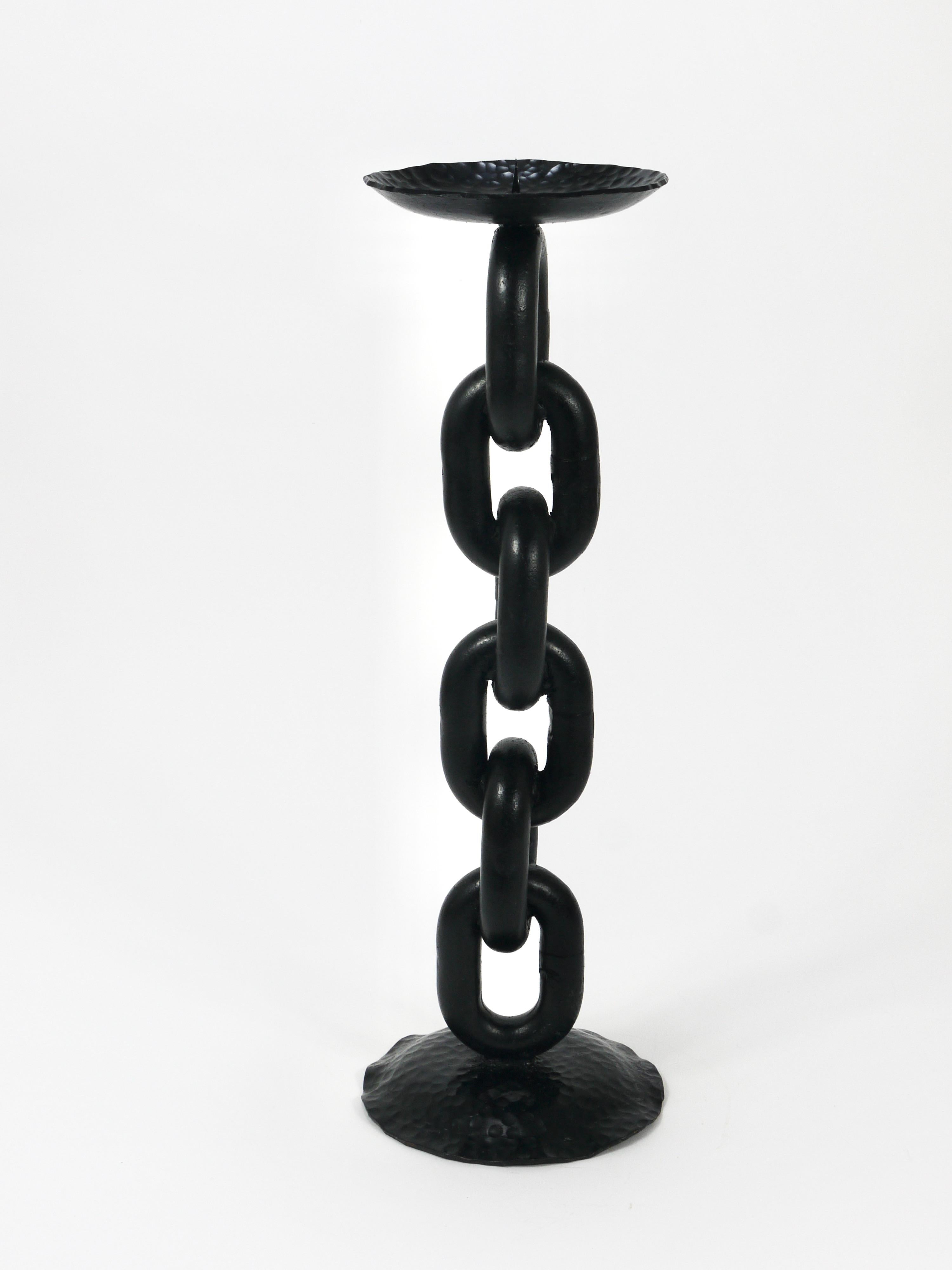 French Franz West Style Brutalist Large Iron Chain Link Candleholder Candle Stick, 1970 For Sale