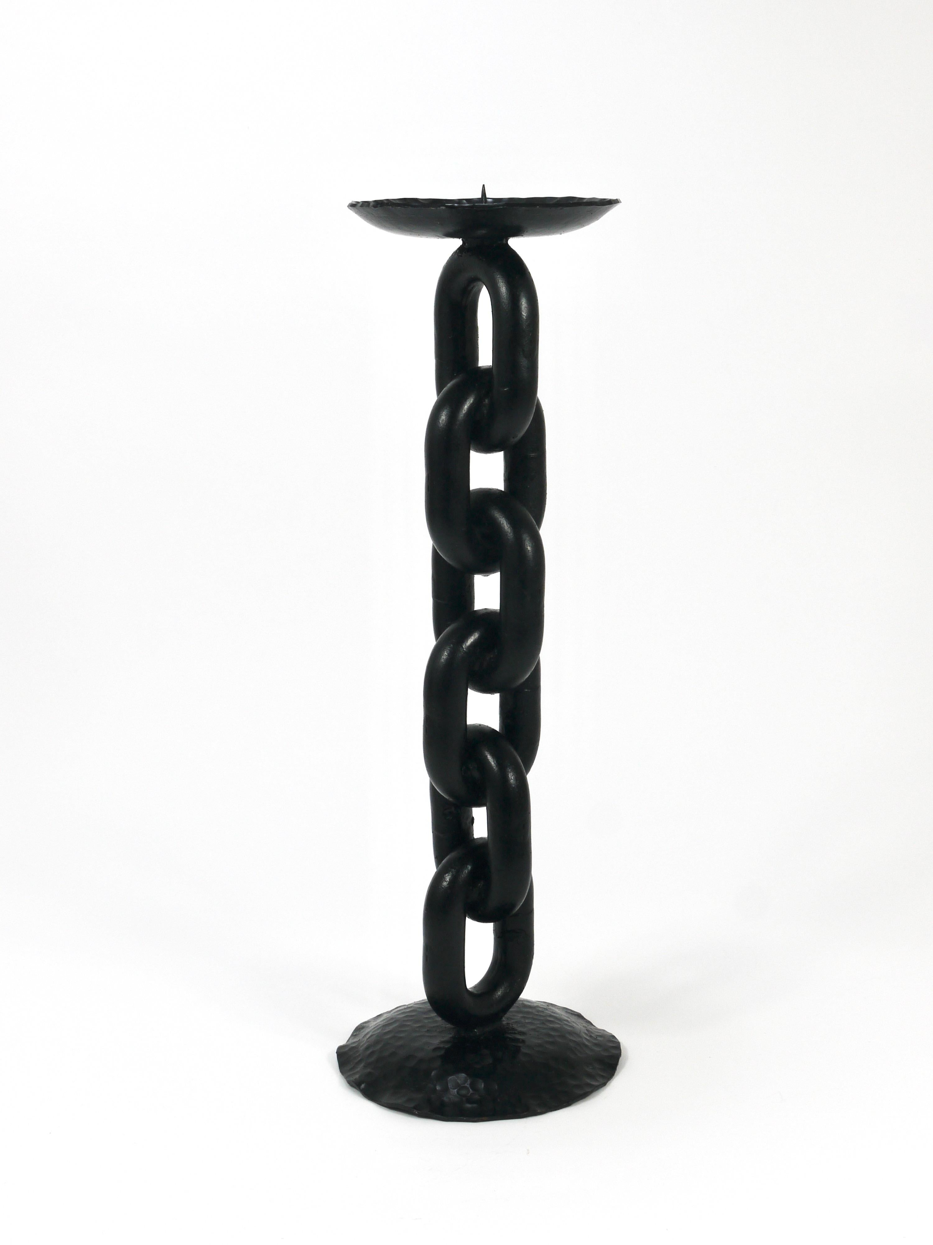 Blackened Franz West Style Brutalist Large Iron Chain Link Candleholder Candle Stick, 1970 For Sale