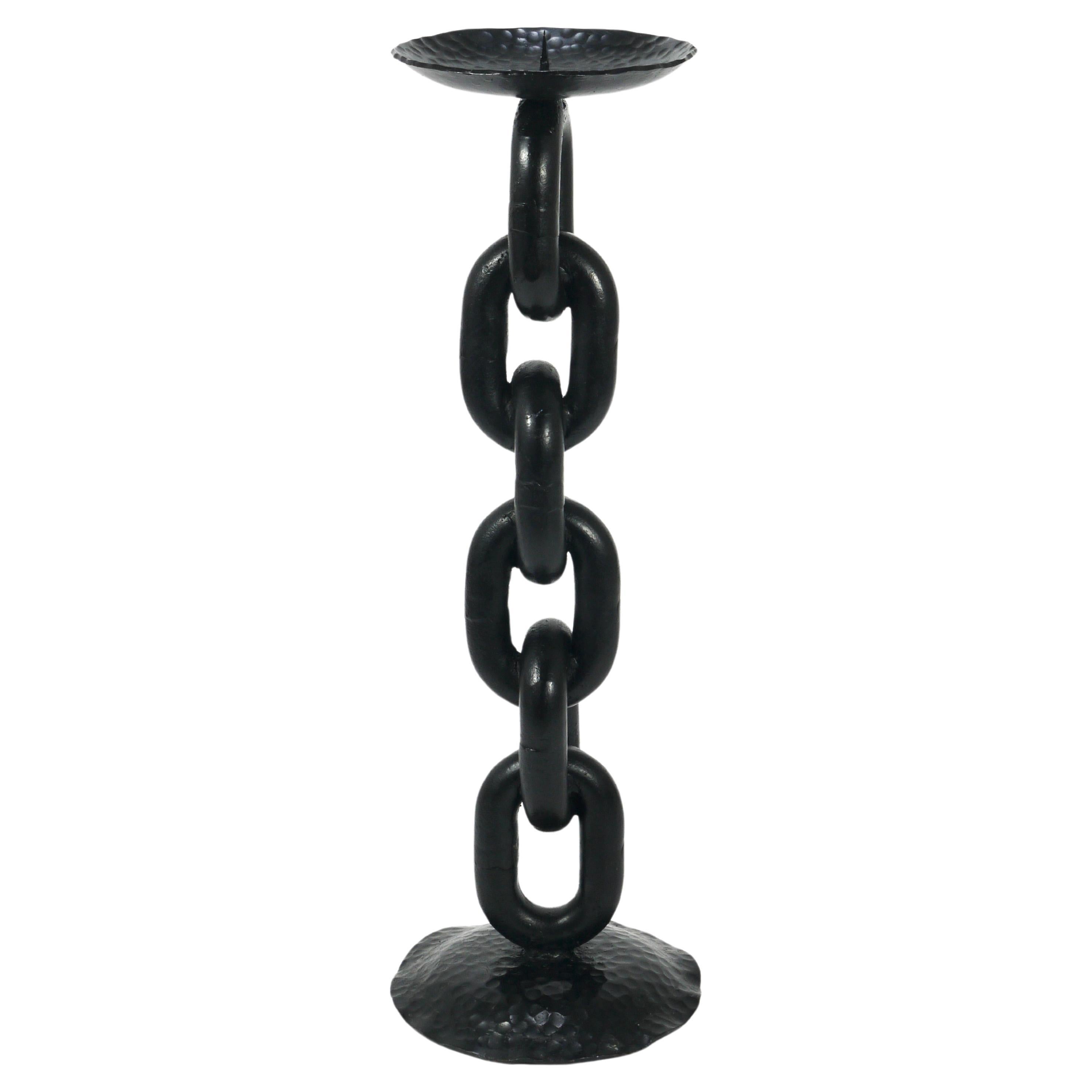 Franz West Style Brutalist Large Iron Chain Link Candleholder Candle Stick, 1970 For Sale