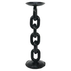 Franz West Style Brutalist Large Iron Chain Link Candleholder Candle Stick, 1970