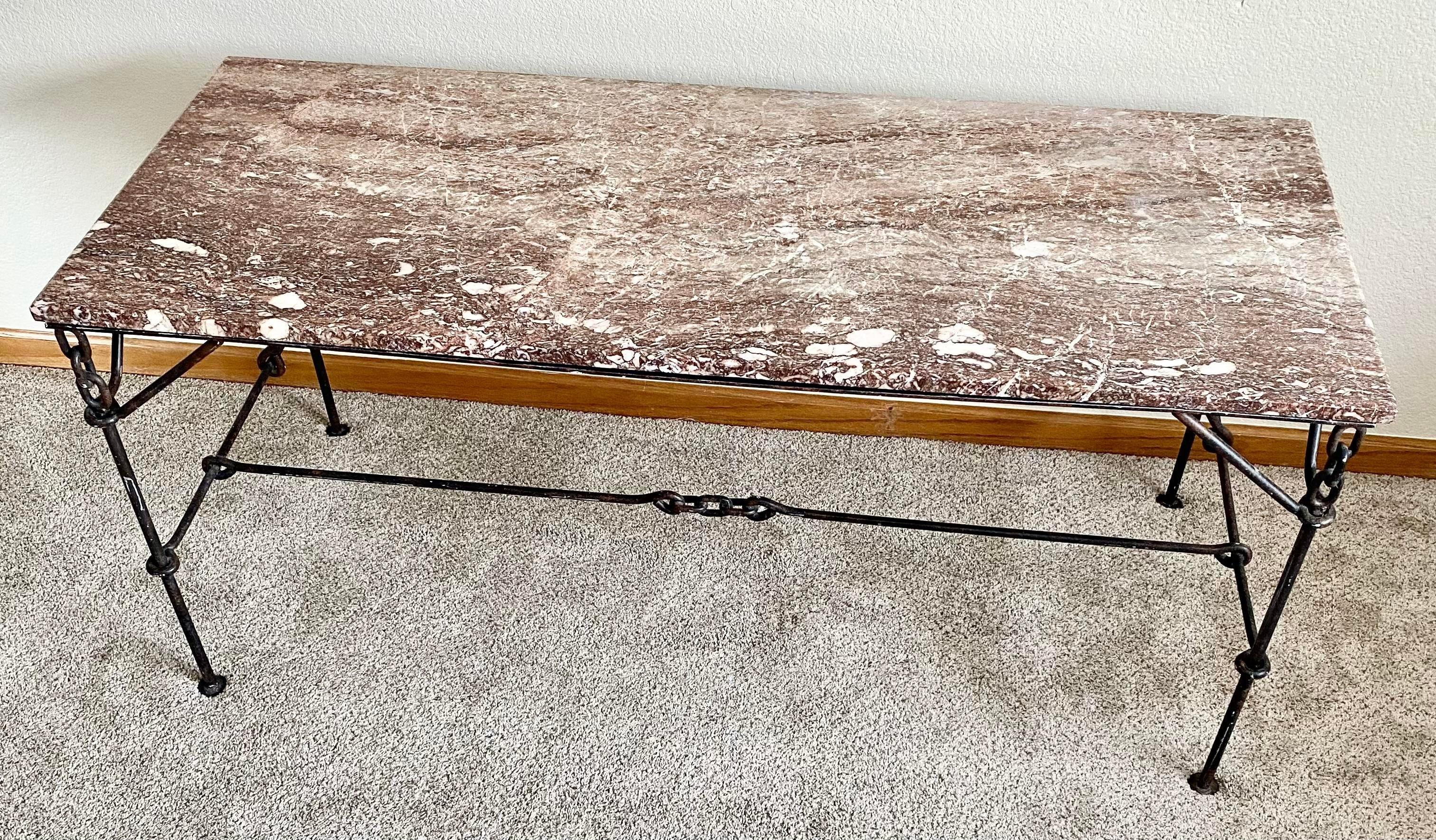 Franz West-Style Iron Chain + Marble Desk / Console Table For Sale 4