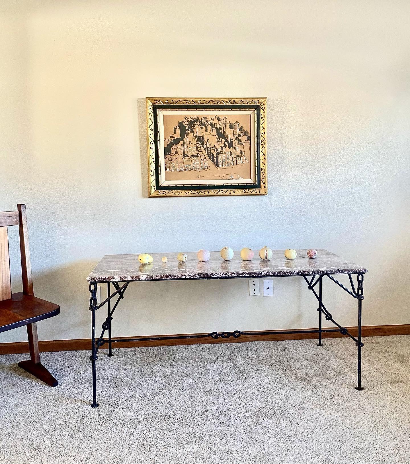 Franz West-Style Iron Chain + Marble Desk / Console Table In Good Condition For Sale In Fort Collins, CO