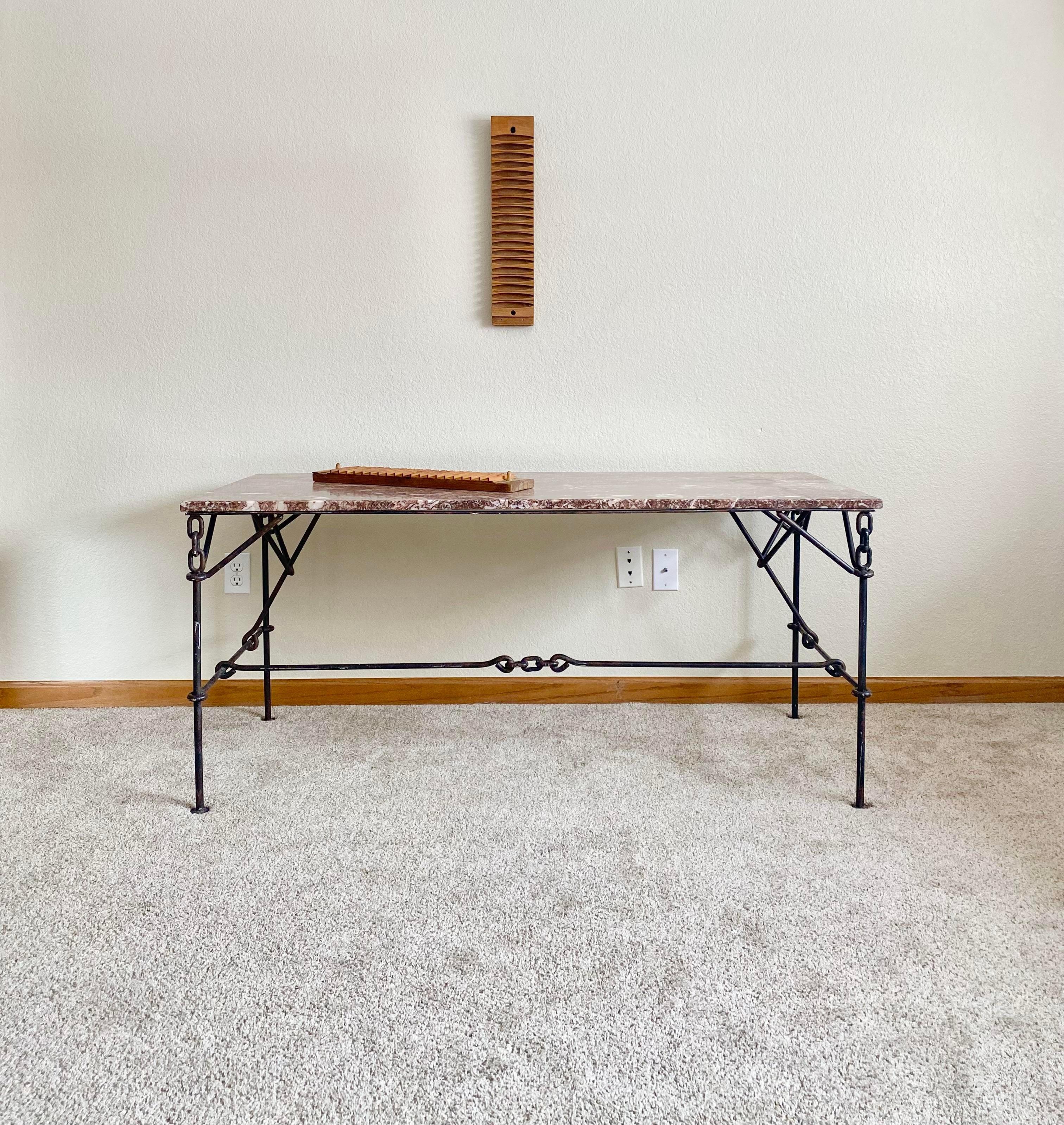 20th Century Franz West-Style Iron Chain + Marble Desk / Console Table For Sale