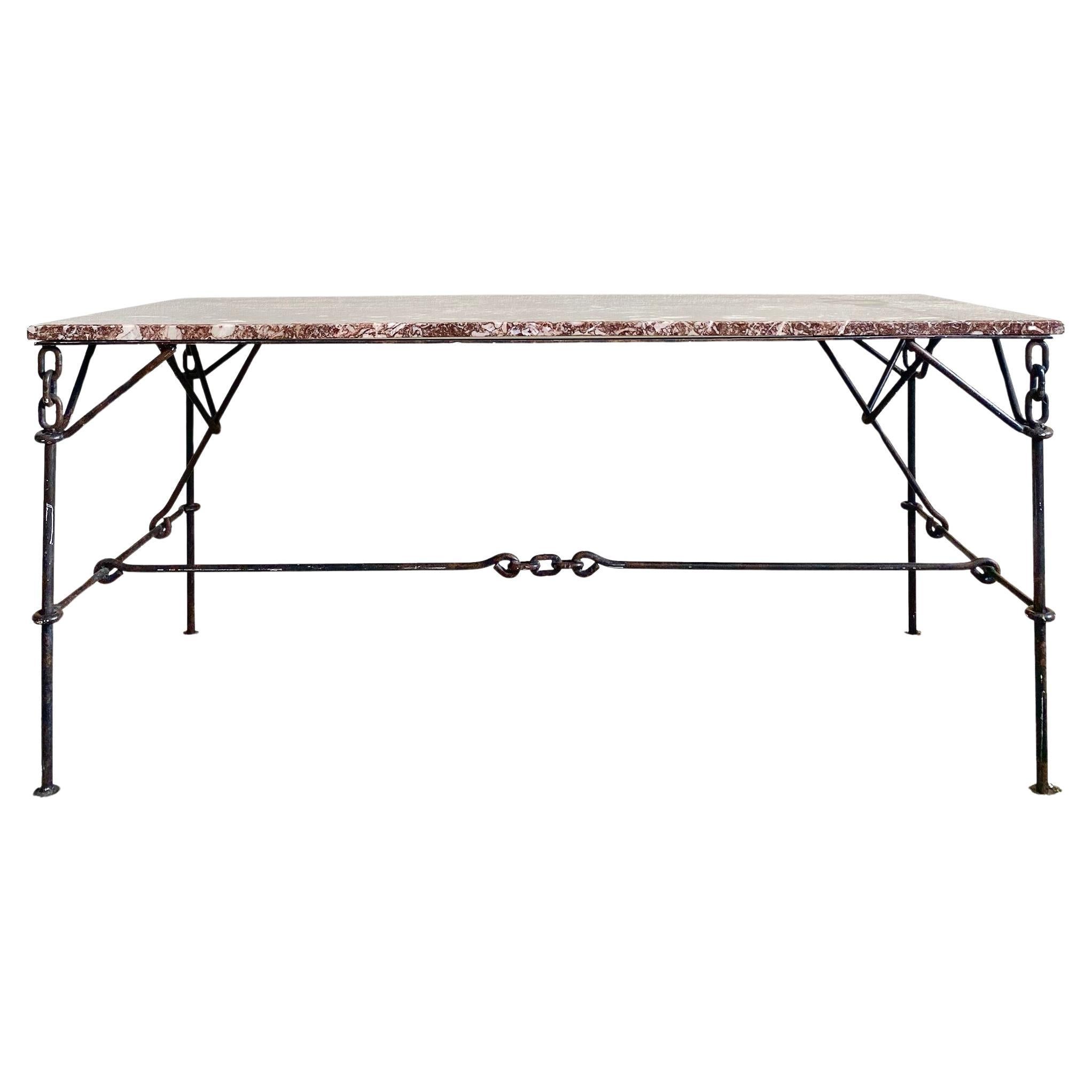 Franz West-Style Iron Chain + Marble Desk / Console Table