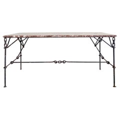 Vintage Franz West-Style Iron Chain + Marble Desk / Console Table
