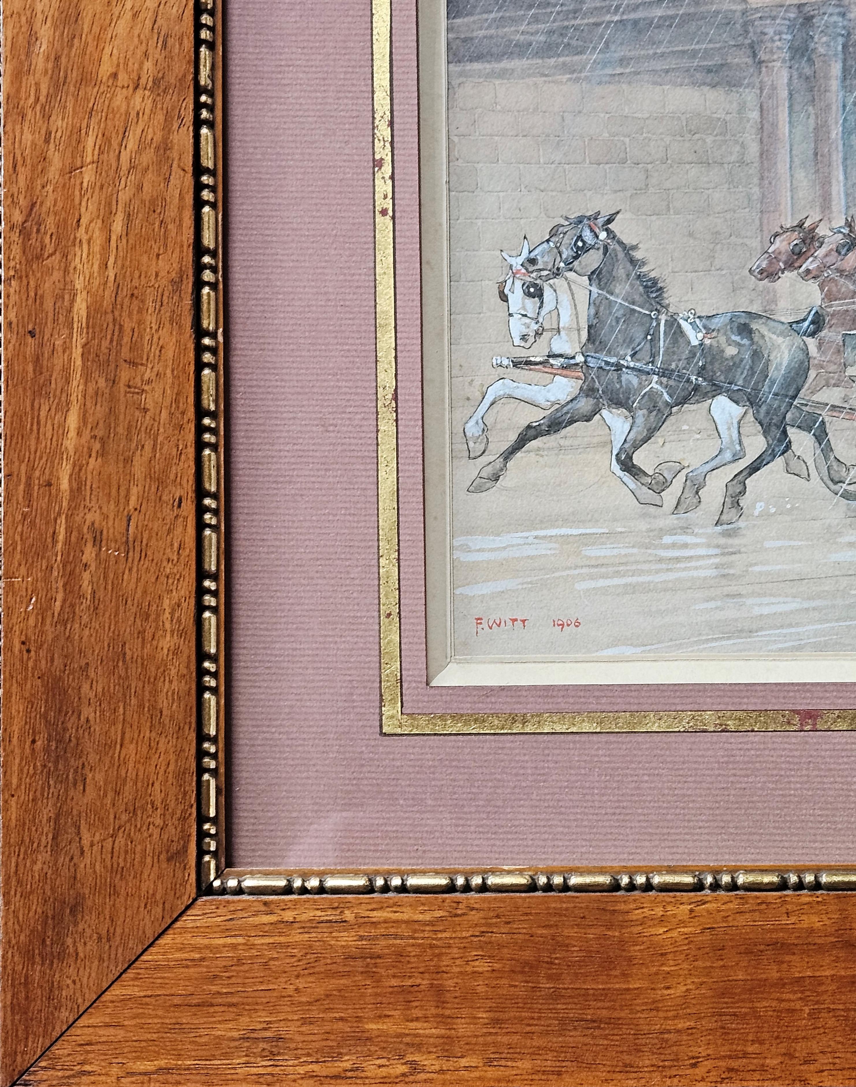 Franz Witt - Aquarelle d'une course de chevaux Bon état - En vente à Ramillies, BE