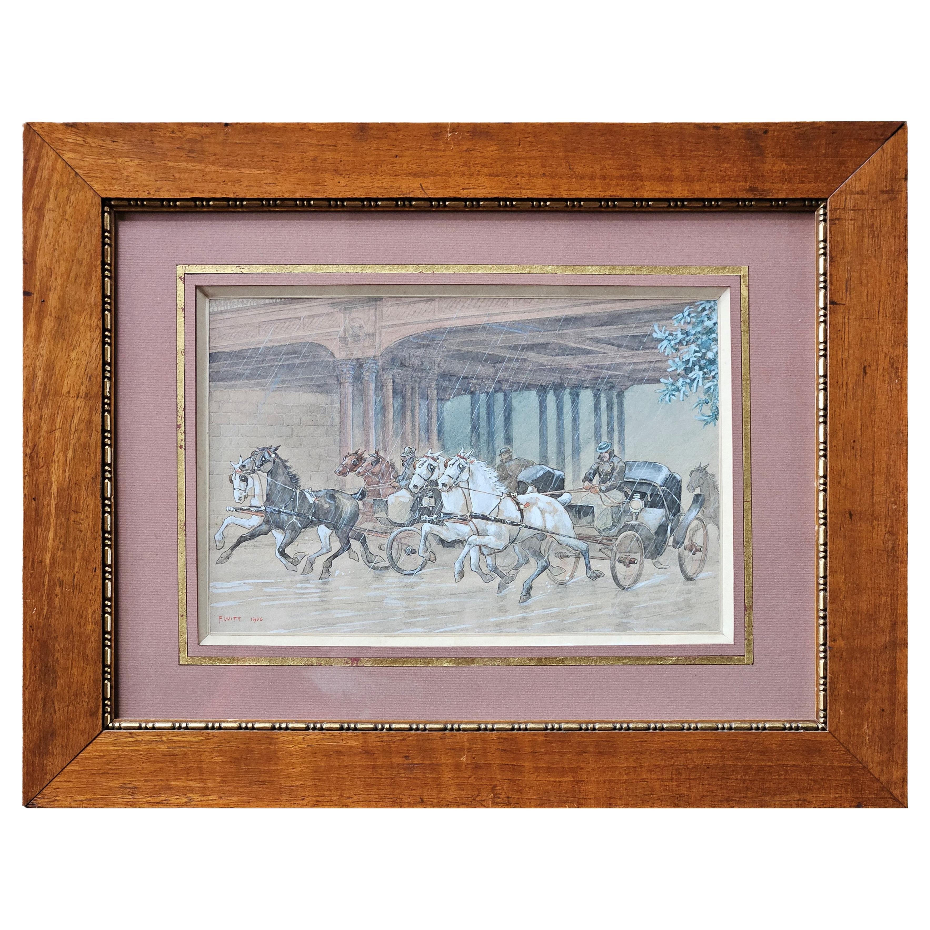 Franz Witt - Watercolour of a horse race For Sale