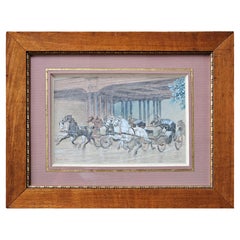 Antique Franz Witt - Watercolour of a horse race