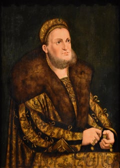 Frederick III Cranach Rohrich Paint Oil on table 19th Century Flemish Portrait