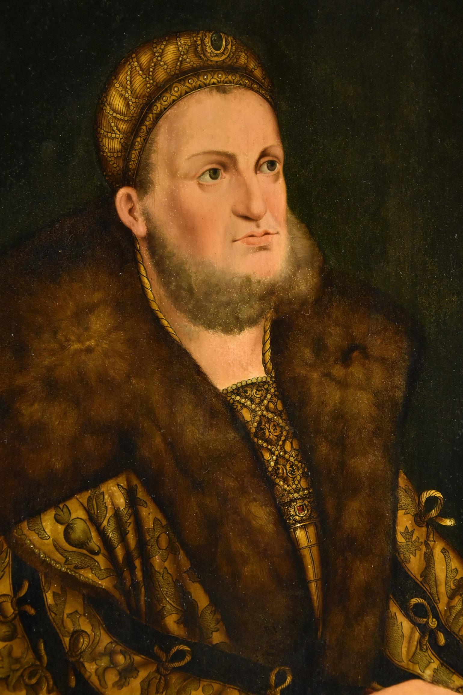 Frederick III Cranach Rohrich Peinture Huile sur table 19ème siècle Portrait flamand - Maîtres anciens Painting par Franz Wolfgang Rohrich (nuremberg 1787 - 1834)
