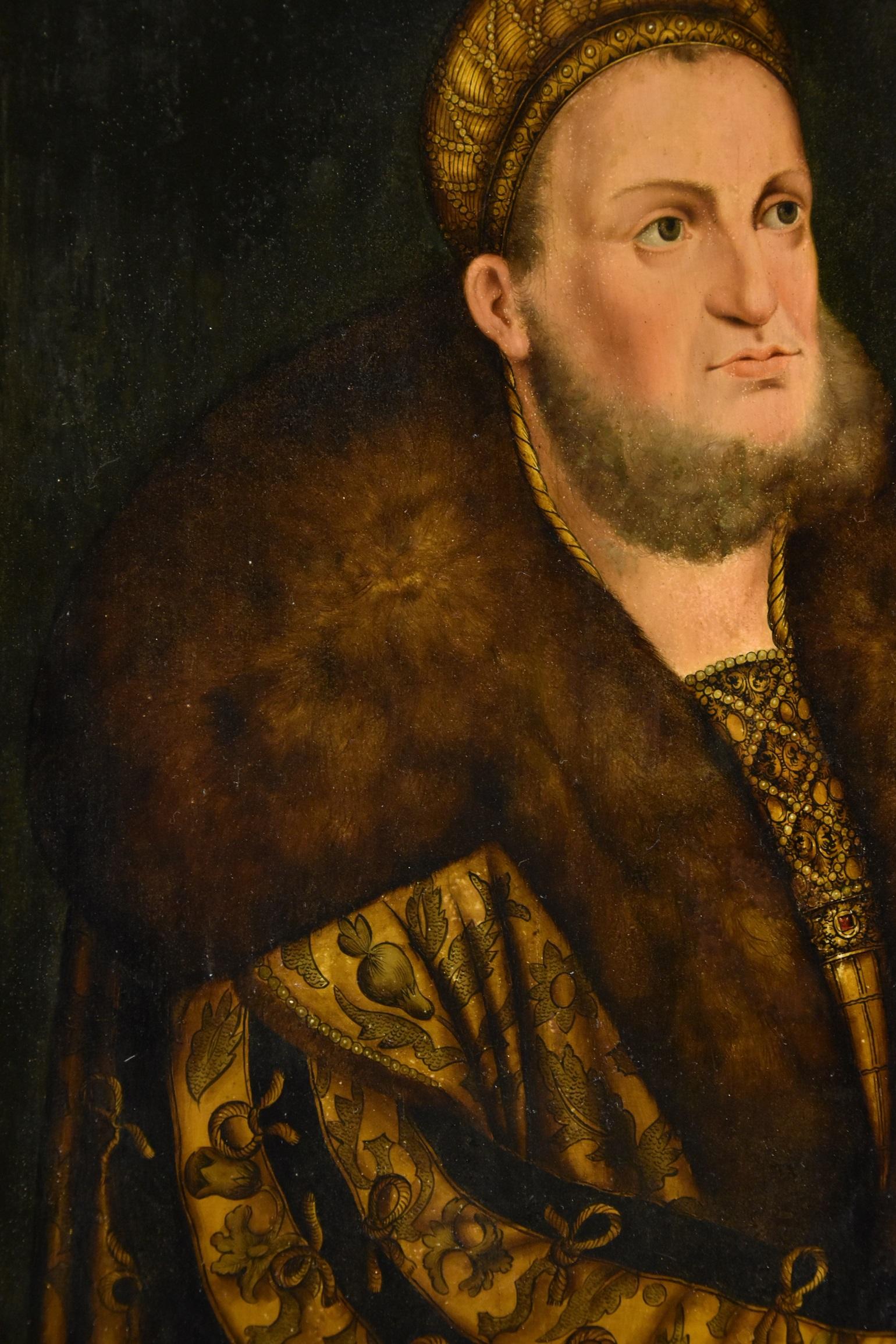 Suiveur de Lucas Cranach I (Kronach, 1472 - Weimar, 1553)
Attribué à Franz Wolfgang Rohrich (Nuremberg 1787 - 1834)

Frédéric III de Saxe, dit le Sage (1486-1525)

Huile sur panneau (59 x 41 cm - avec cadre 85 x 68 cm. )

Provenance :
Collection