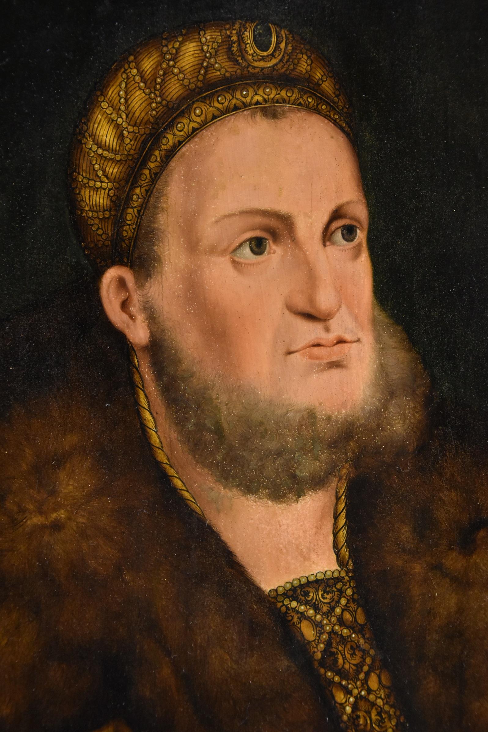 Frederick III Cranach Rohrich Peinture Huile sur table 19ème siècle Portrait flamand en vente 4