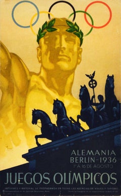 Original Vintage Olympic Games Poster - 1936 Berlin Olympics - Brandenburg Gate