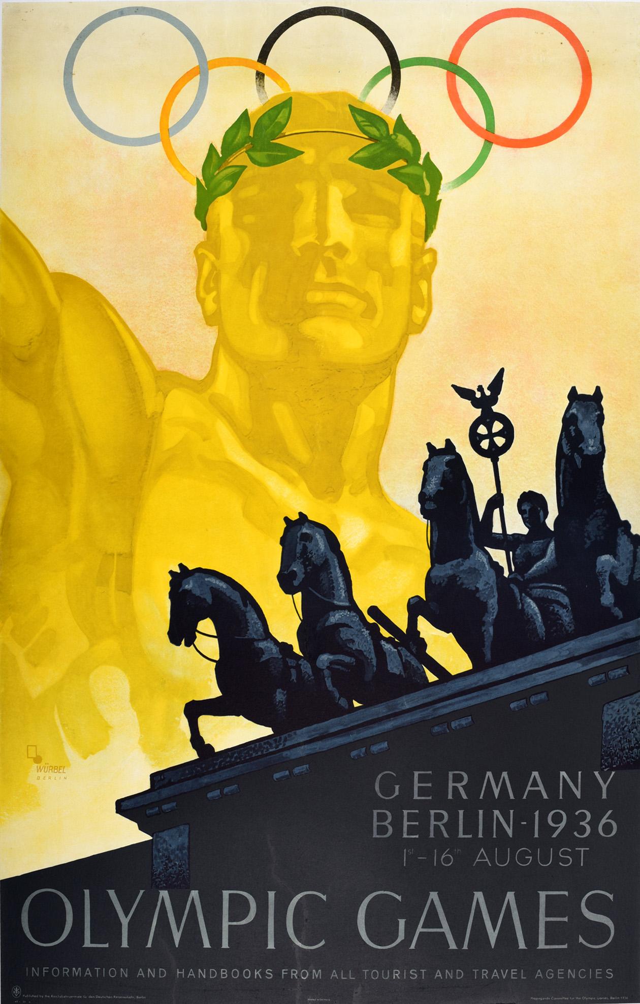 Print Franz Würbel - Affiche rétro originale des Jeux olympiques d'été de 1936 à Berlin:: Allemagne:: Sport d'été