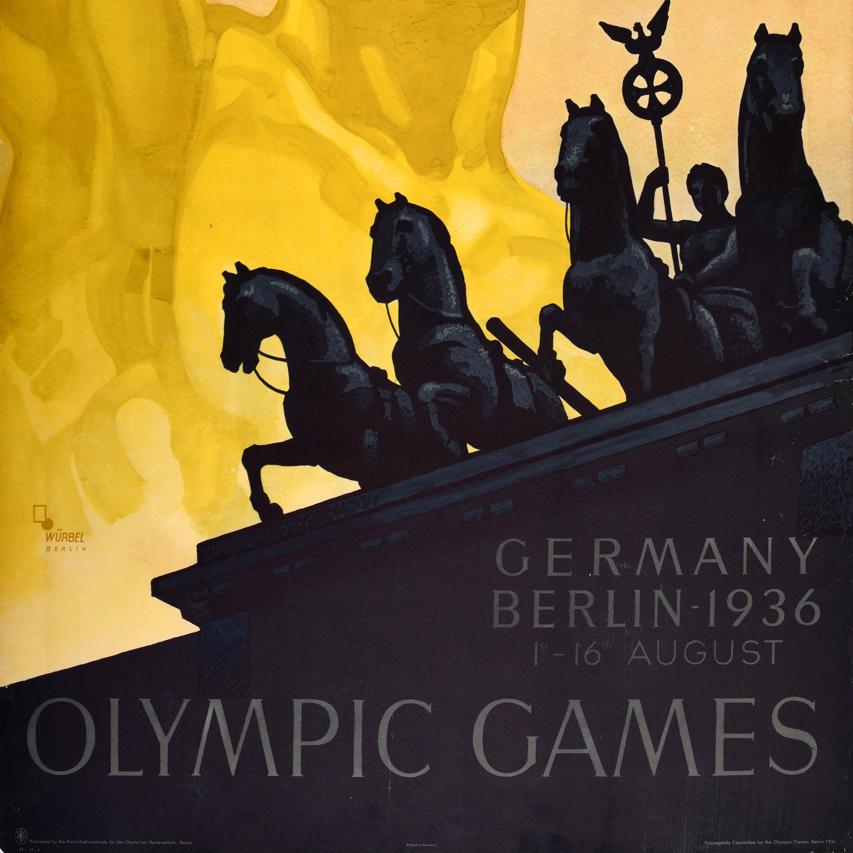 Póster Deportivo Original Vintage Juegos Olímpicos Berlín 1936 Franz Wurbel Inglés - Print Naranja de Franz Würbel