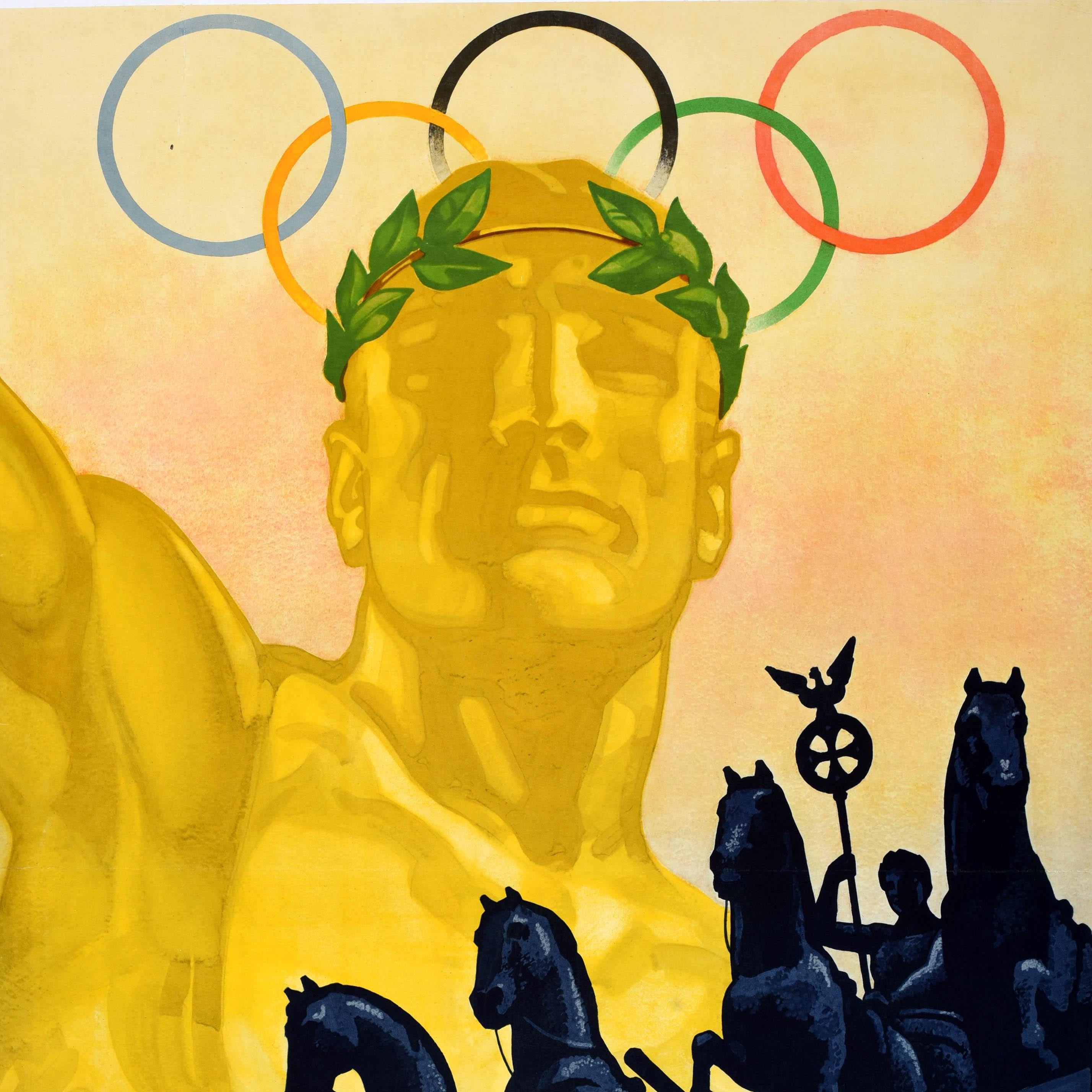 Affiche sportive originale des Jeux olympiques d'été de Berlin 1936 Franz Wurbel - Orange Print par Franz Würbel