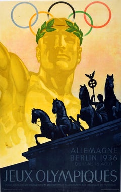 Original Vintage Sport Poster Summer Olympic Games Berlin 1936 Franz Wurbel