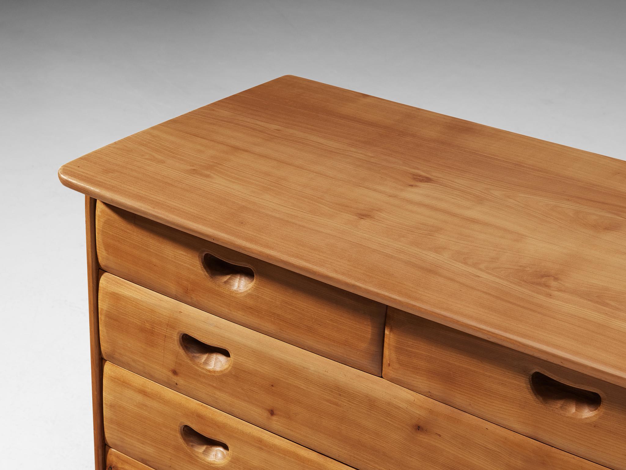 Franz Xavel Sproll Chest of Drawers in Solid Elm In Good Condition In Waalwijk, NL
