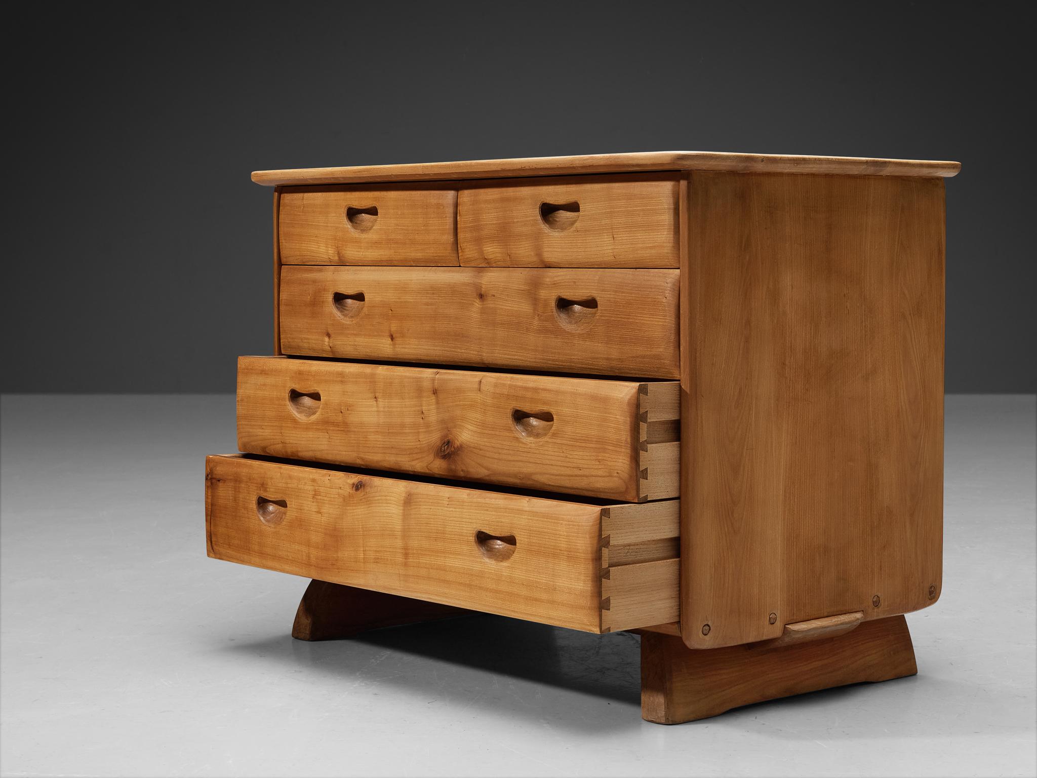 Mid-20th Century Franz Xavel Sproll Chest of Drawers in Solid Elm