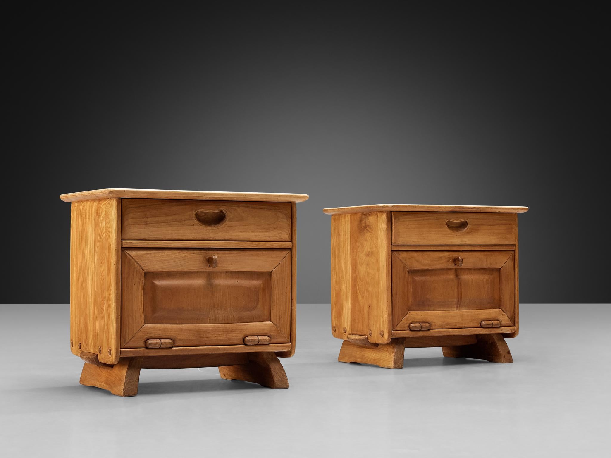 Franz Xavel Sproll Pair of Night Stands in Solid Elm 1