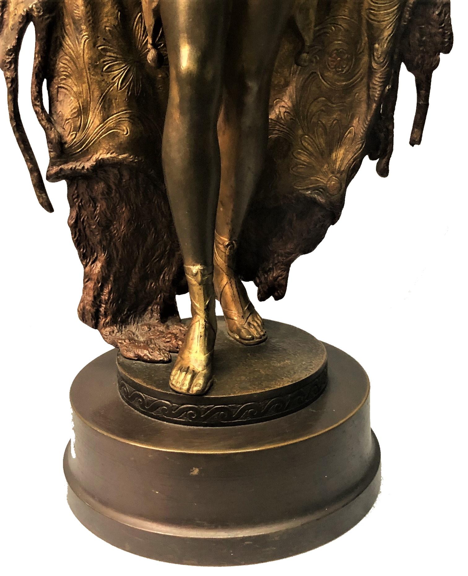 Bronzeskulptur eines erotischen Tänzers, Wiener Bronzeskulptur, ca. 1900, von Franz Xaver Bergmann (Kaltmalerei) im Angebot