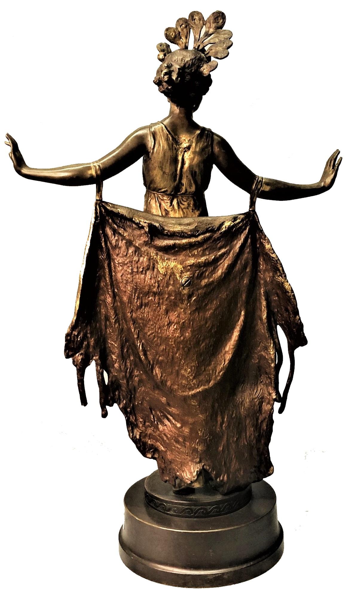 Bronzeskulptur eines erotischen Tänzers, Wiener Bronzeskulptur, ca. 1900, von Franz Xaver Bergmann (Frühes 20. Jahrhundert) im Angebot