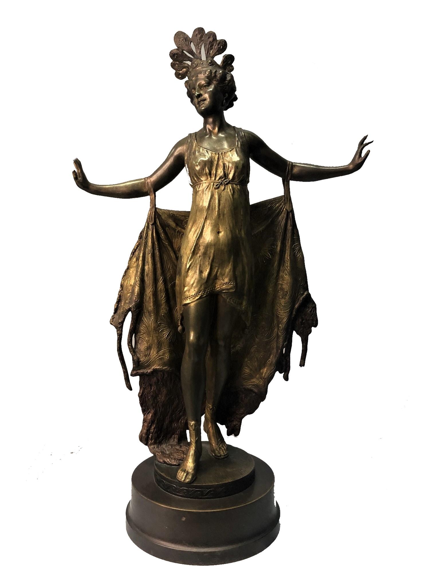 Bronzeskulptur eines erotischen Tänzers, Wiener Bronzeskulptur, ca. 1900, von Franz Xaver Bergmann im Angebot 1