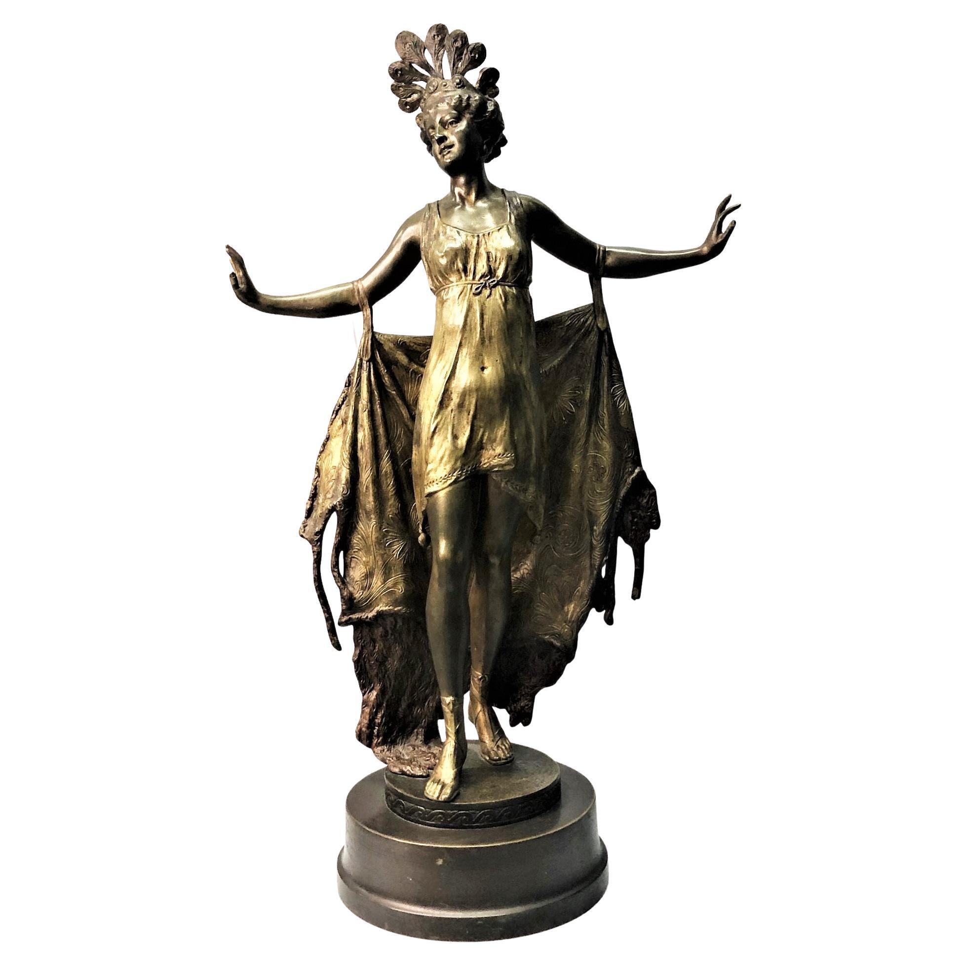 Bronzeskulptur eines erotischen Tänzers, Wiener Bronzeskulptur, ca. 1900, von Franz Xaver Bergmann