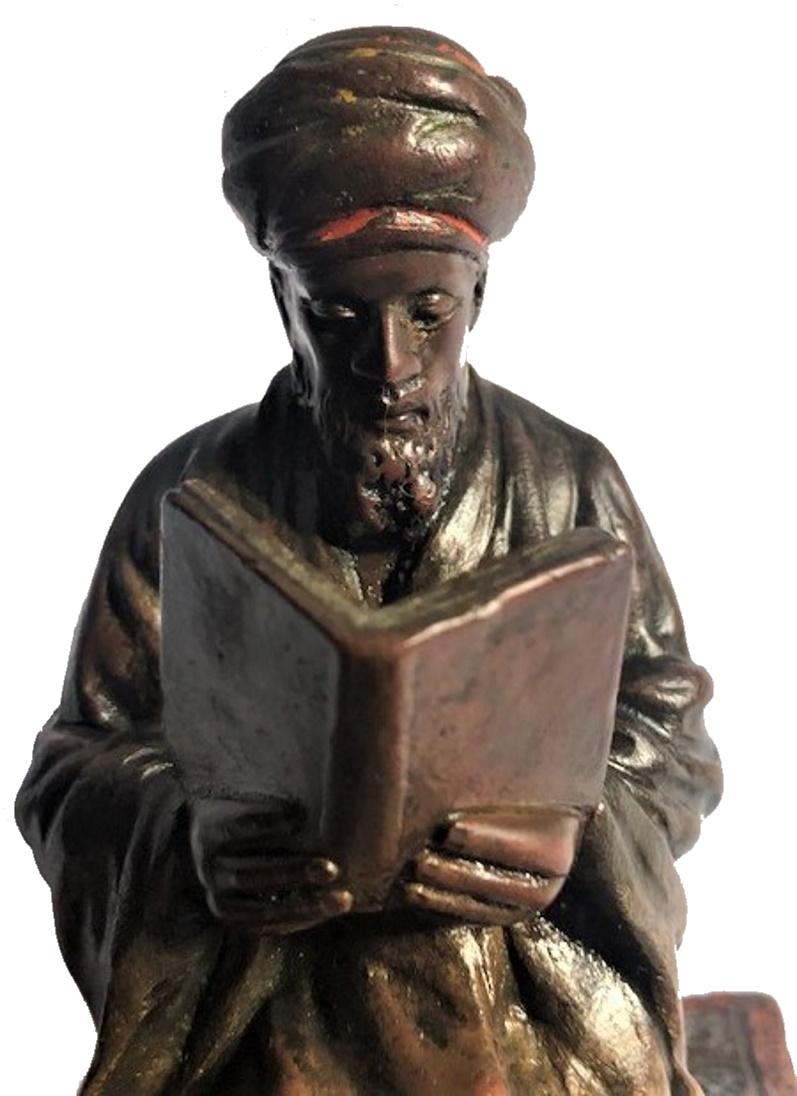 Art nouveau Presse-papiers sculptural en bronze de Vienne de Franz Xaver Bergmann, Érudit de Coran, vers 19 en vente