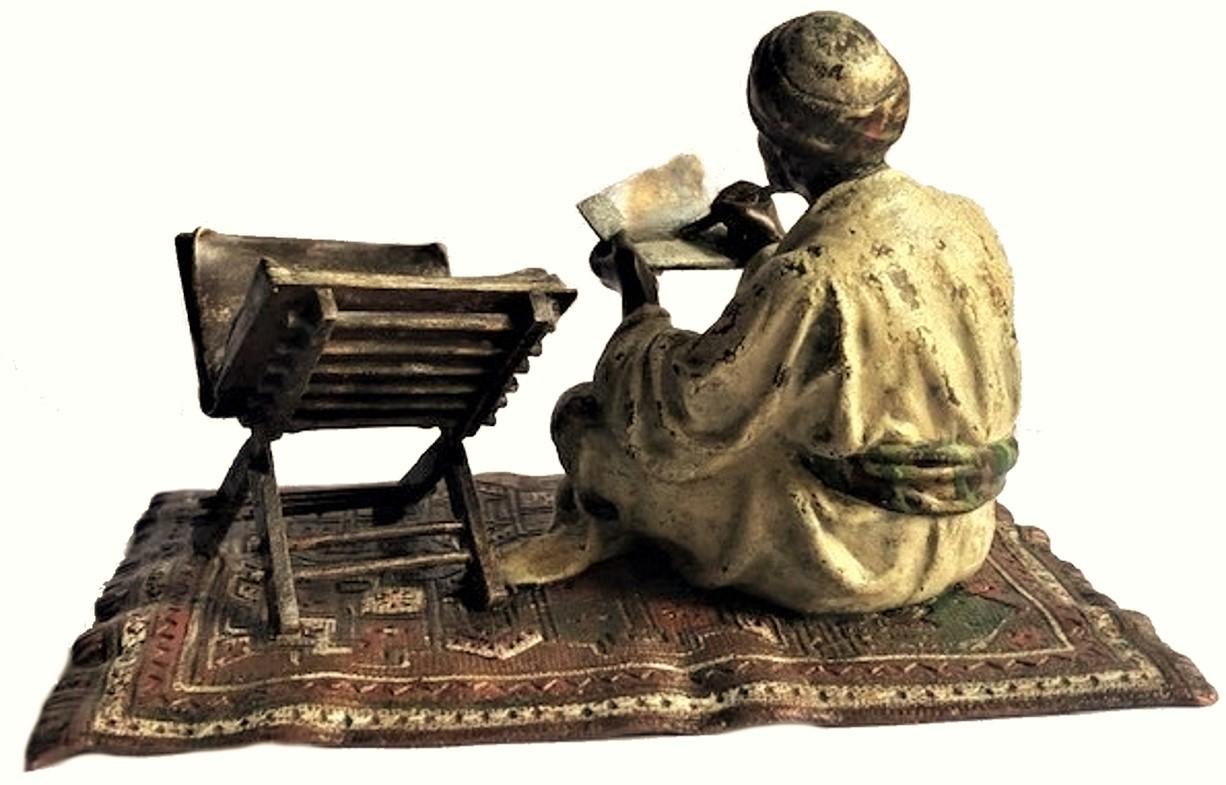 Franz Xaver Bergmann, Koran Scribe, Vienna Bronze Sculpture, Ca. 1900 In Good Condition For Sale In New York, NY