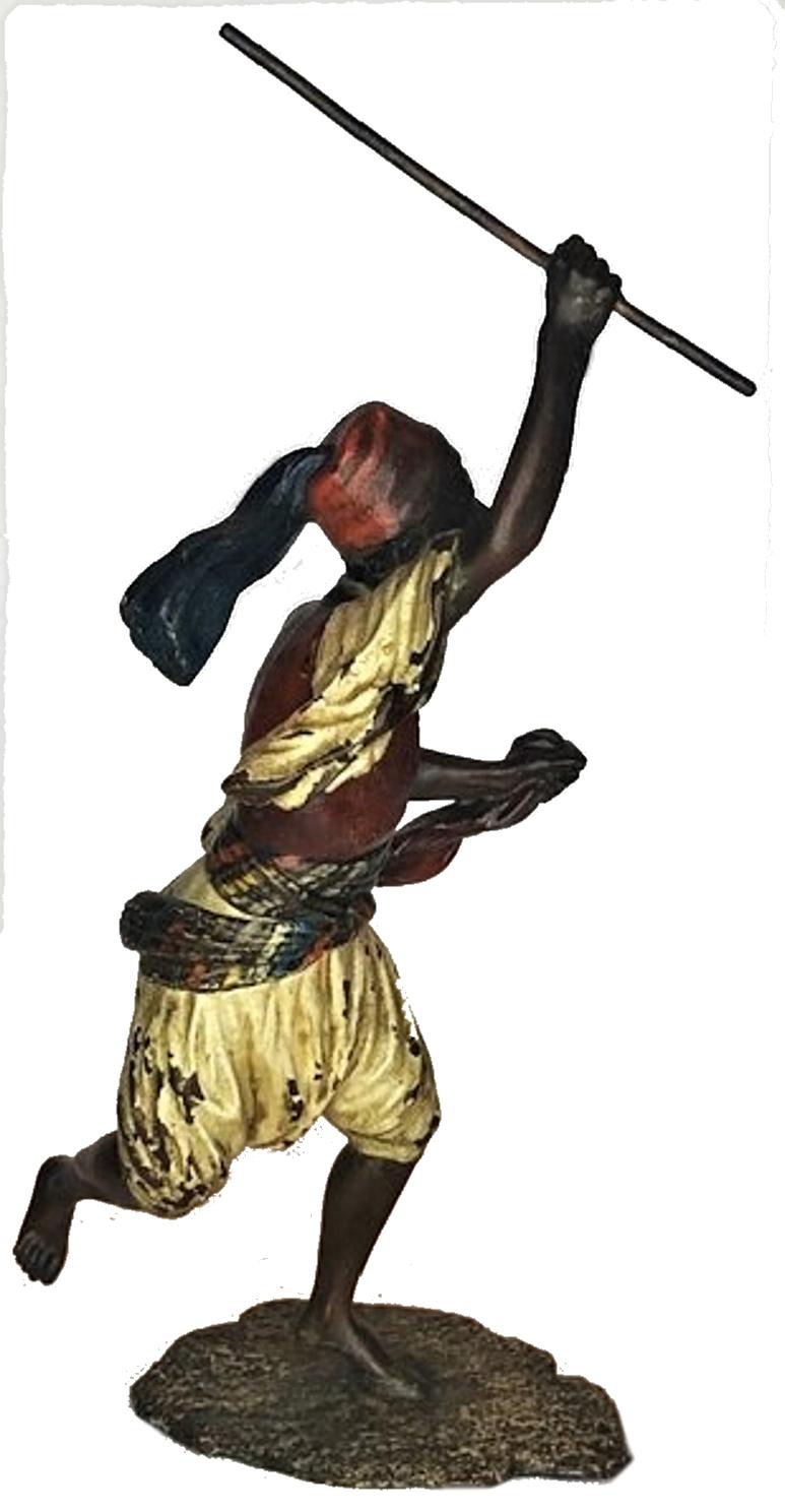 Peint Sculpture en bronze de Franz Xaver Bergmann, guerrier mauresque, Vienne, vers 1900  en vente