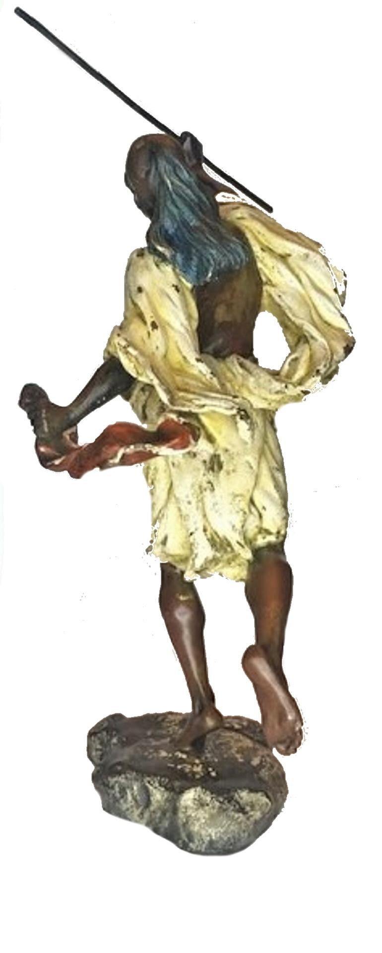 Painted Franz Xaver Bergmann, Moorish Warrior, Vienna Bronze Sculpture, Ca. 1900 For Sale