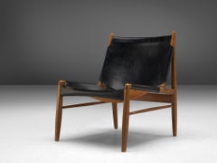 Chaise « Cheminée » de Franz Xaver Lutz en cuir noir d'origine