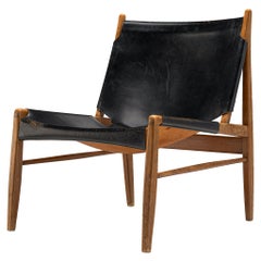 Chaise « Cheminée » de Franz Xaver Lutz en cuir noir d'origine