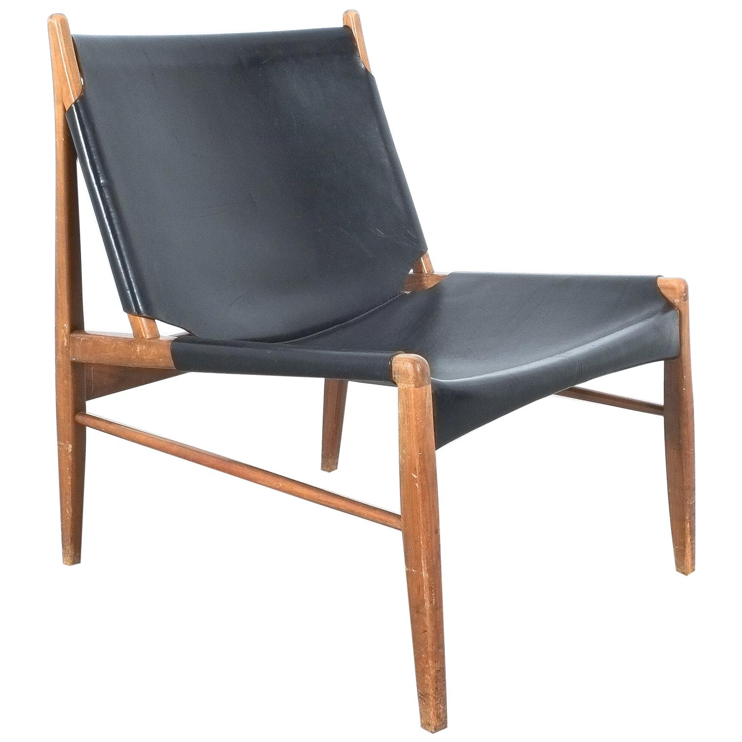 Franz Xaver Lutz Chimney Chair with Black Original Leather