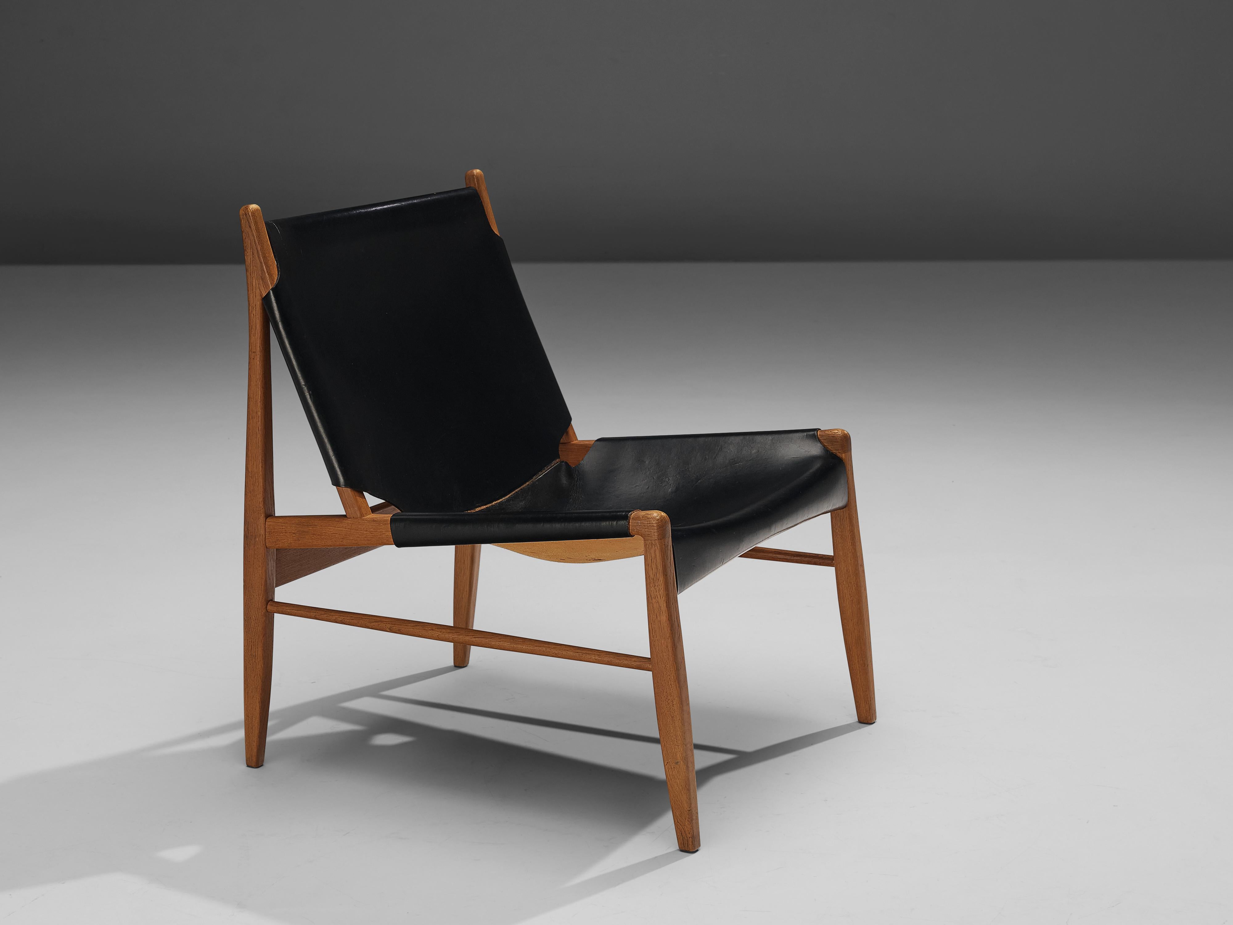 Franz Xaver Lutz 'Chimney' Lounge Chair Model 1192 in Black Original Leather 2