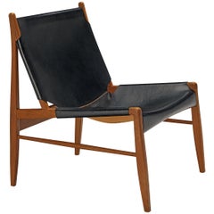 Franz Xaver Lutz 'Chimney' Lounge Chair Model 1192 in Black Original Leather