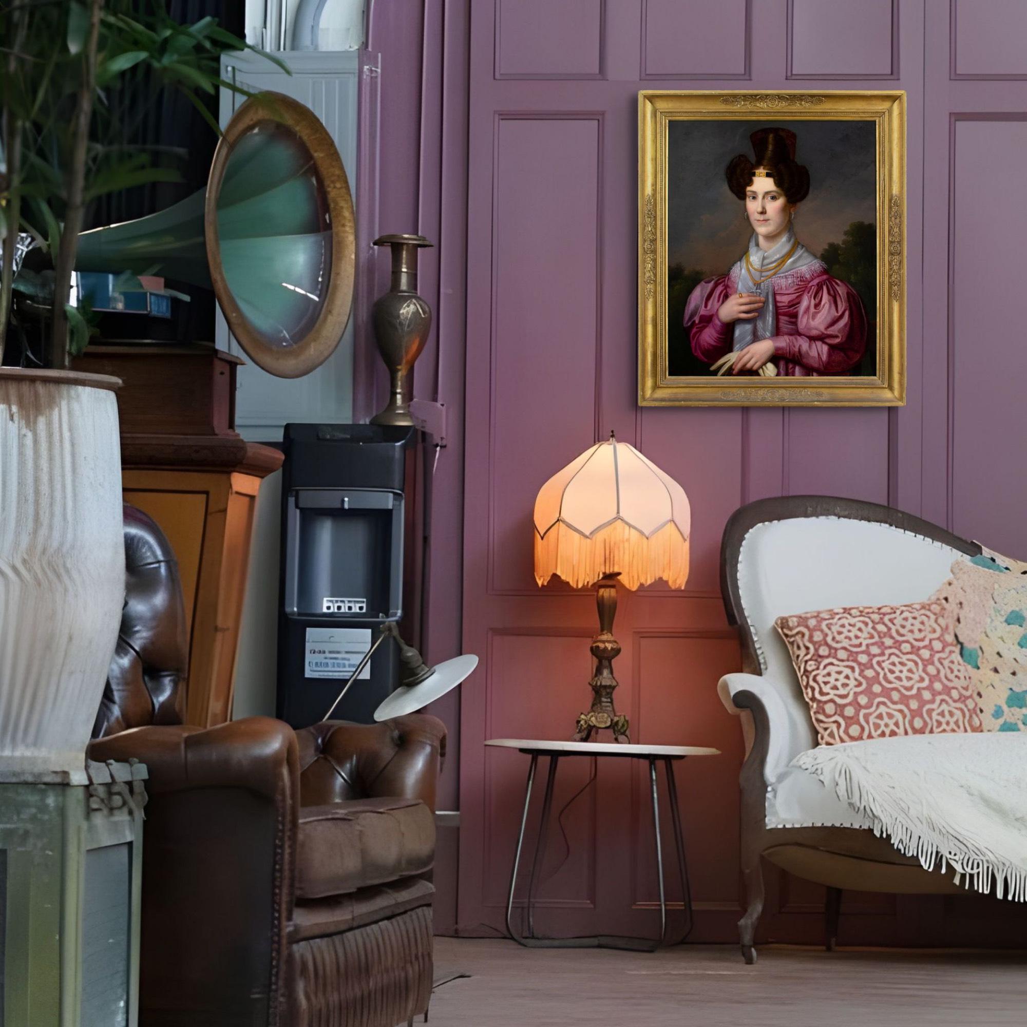 Franz Xaver Winterhalter (Circle), Portrait Of A Lady In A Pink Dress For Sale 2