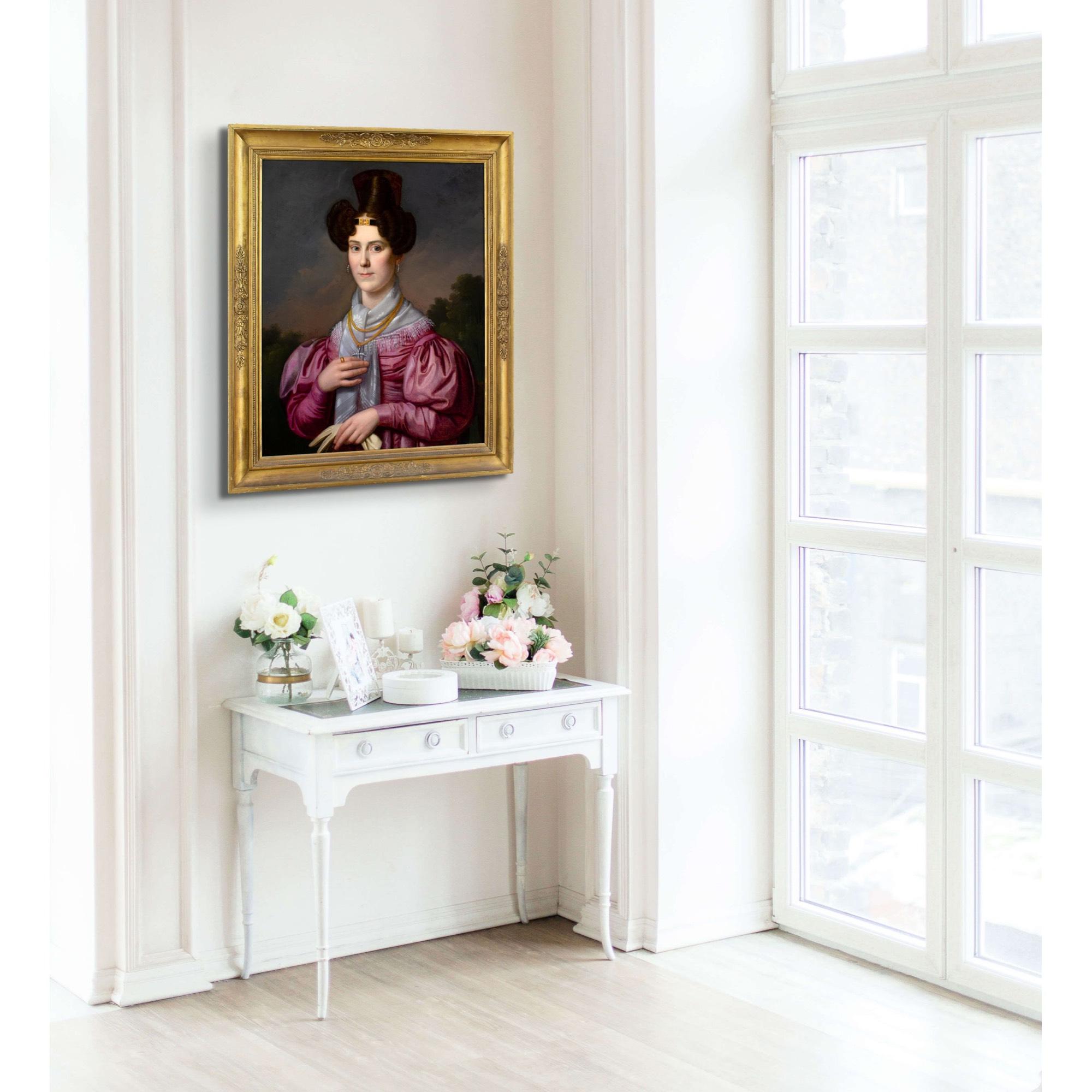 Franz Xaver Winterhalter (Circle), Portrait Of A Lady In A Pink Dress For Sale 3